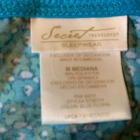 Secret Treasures Blue Flower print Chemise - M - Picture 3 of 3